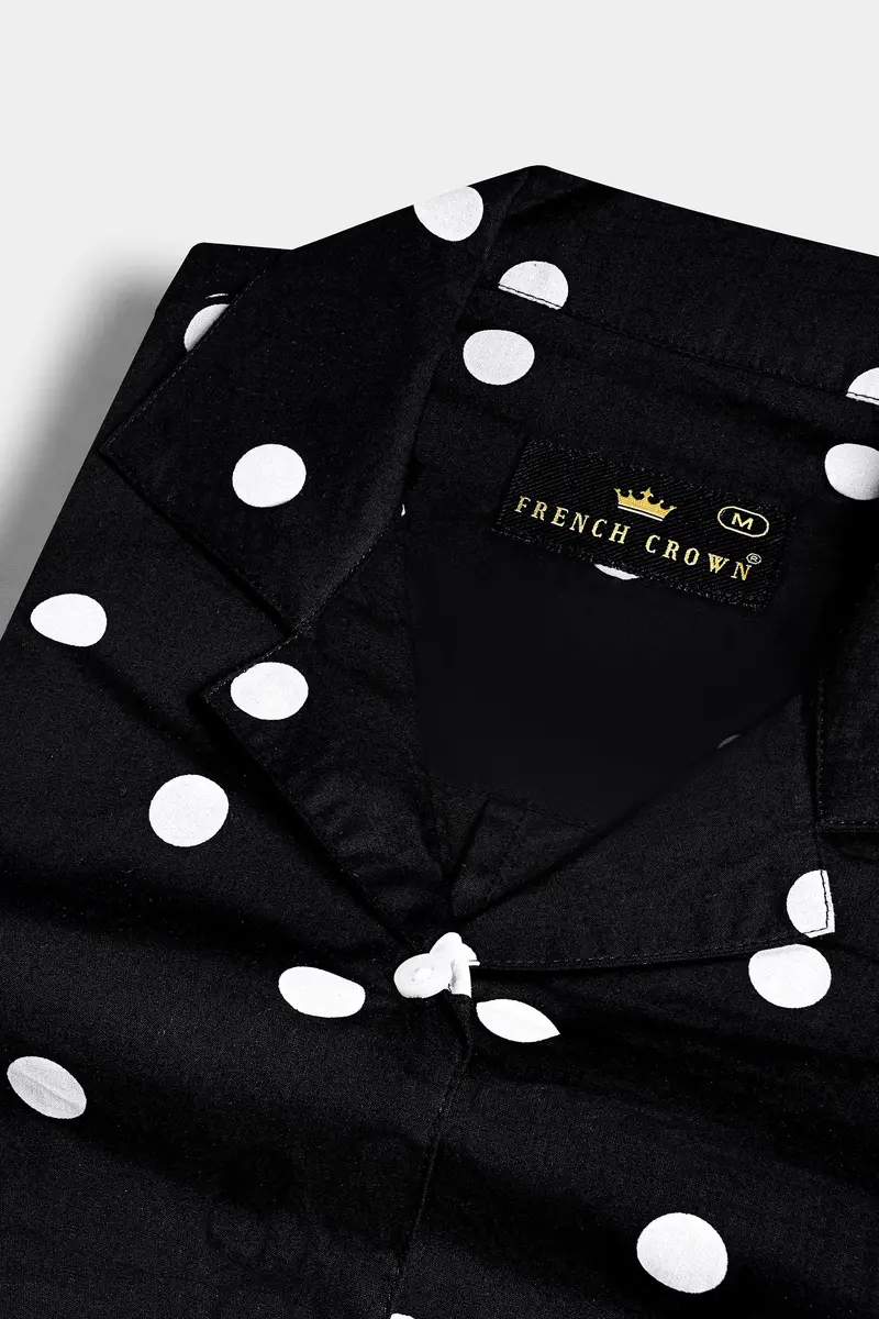 Jade Black And Bright White Polka Dots Premium Cotton Shirt 4