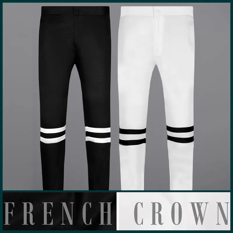 Jade Black And Bright White Super Soft Premium Cotton Designer Lounge Pants 1