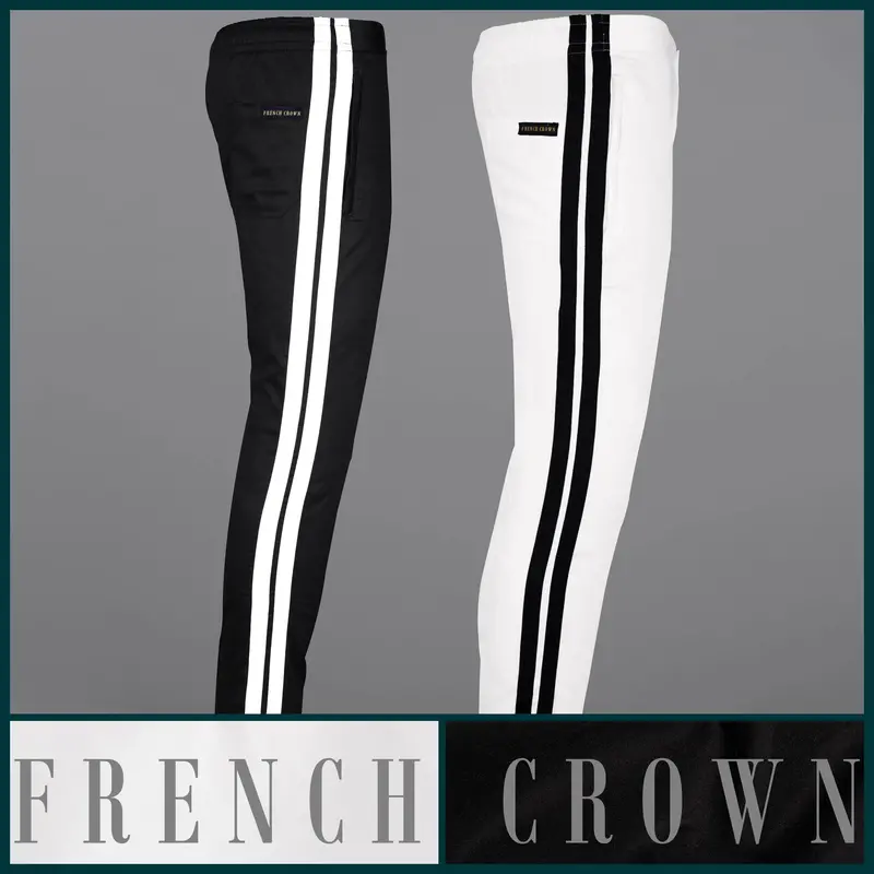 Jade Black And Bright White Super Soft Premium Cotton Designer Lounge Pants 1