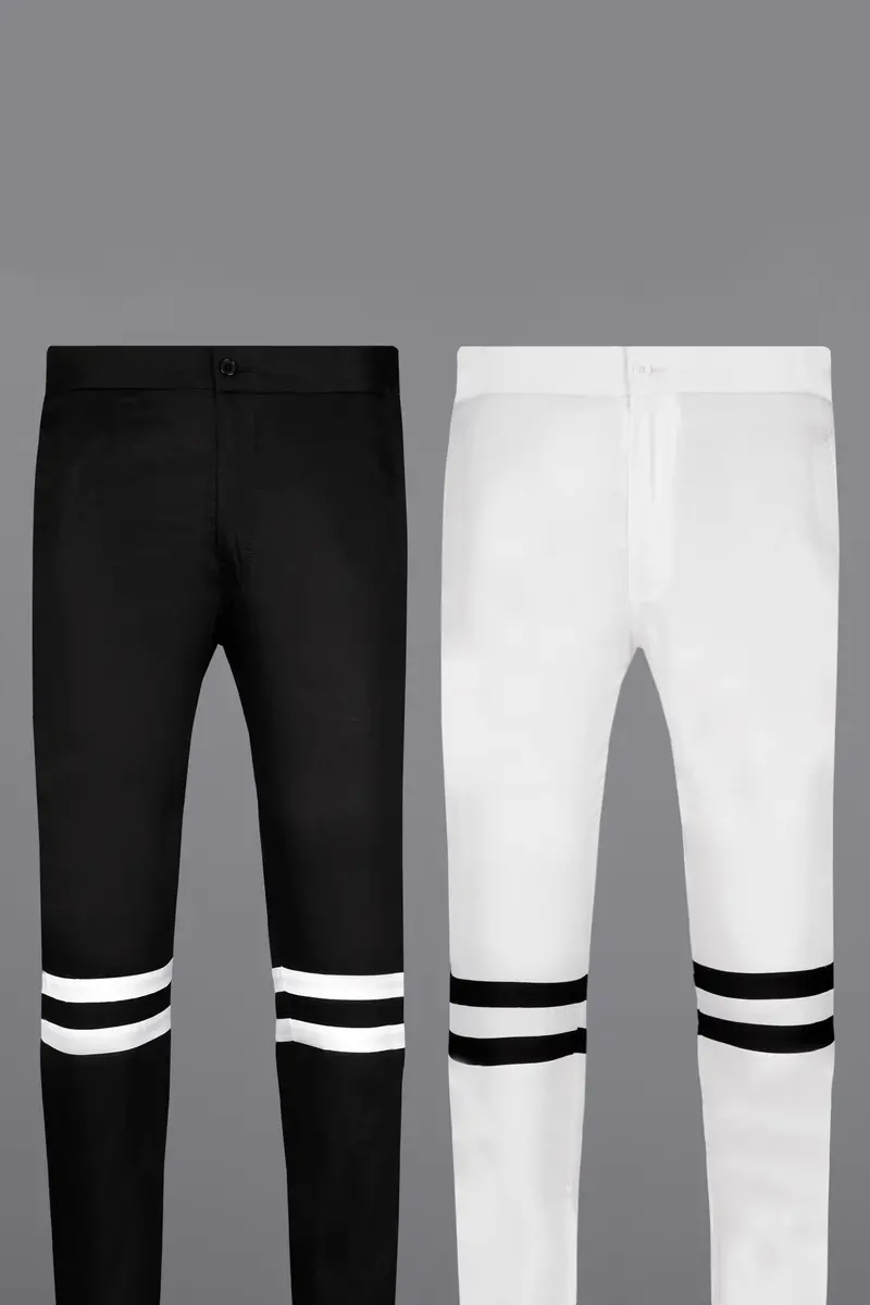 Jade Black And Bright White Super Soft Premium Cotton Designer Lounge Pants 2