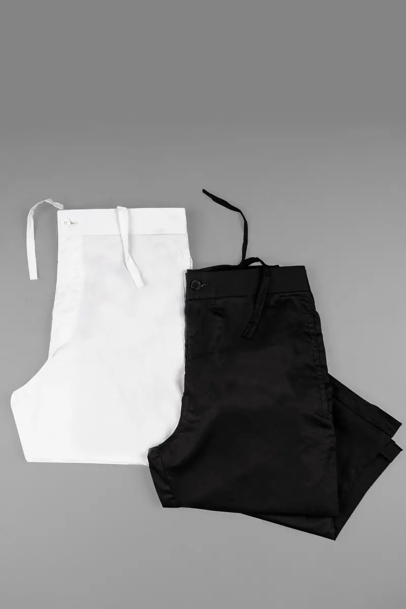 Jade Black And Bright White Super Soft Premium Cotton Designer Lounge Pants 4