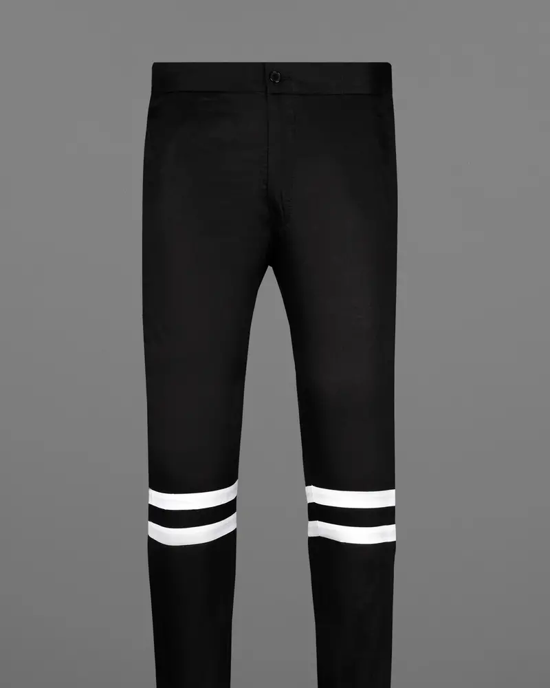 Jade Black And Bright White Super Soft Premium Cotton Designer Lounge Pants 7