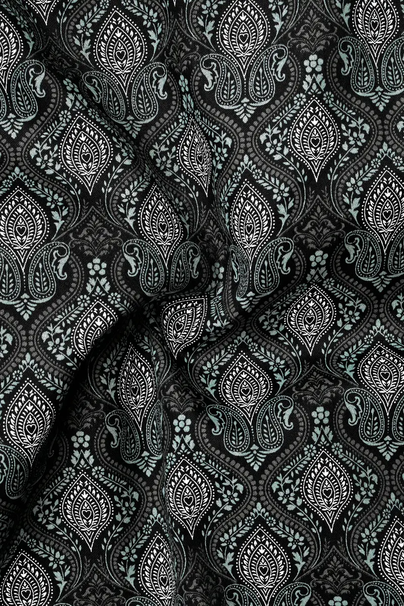 Jade Black And Cascade Green Printed Giza Cotton Shirt 2