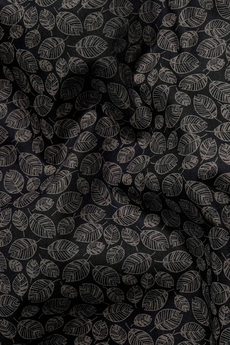 Jade Black And Flint Brown Leaves Printed Premium Cotton Shirt 2