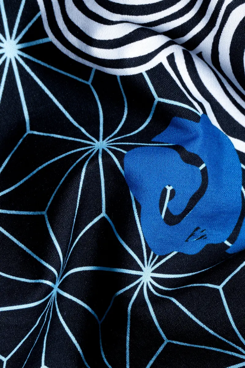 Jade Black And French Blue With Galactic Printed Premium Cotton Kurta Shirt 3
