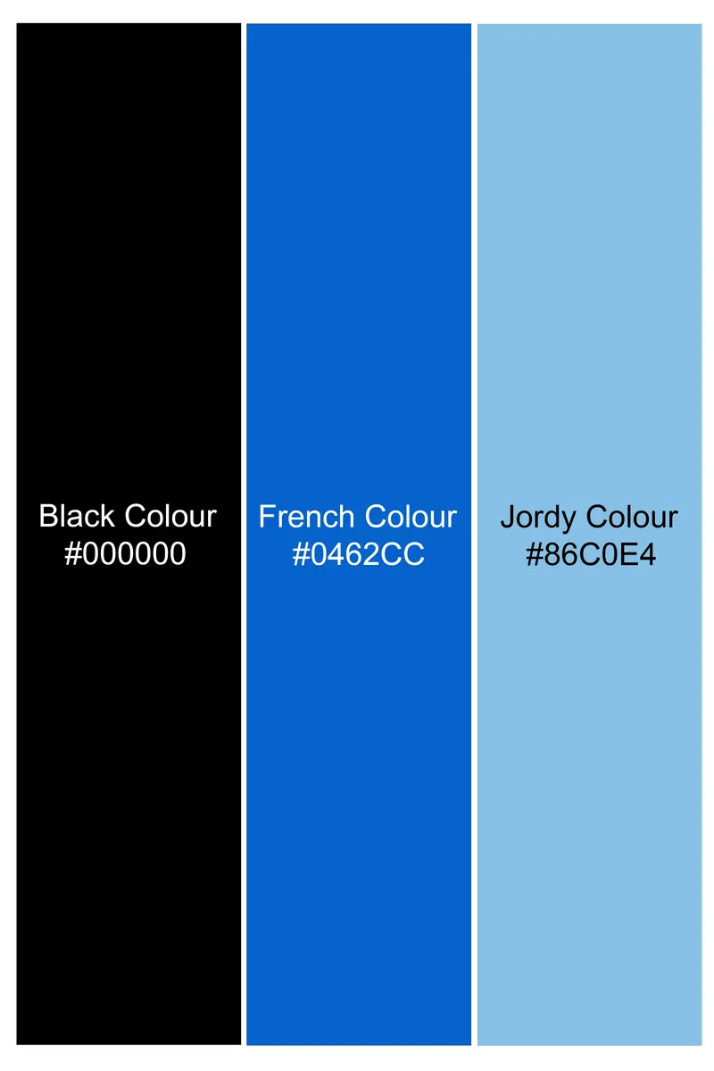 Jade Black And French Blue With Galactic Printed Premium Cotton Kurta Shirt 7