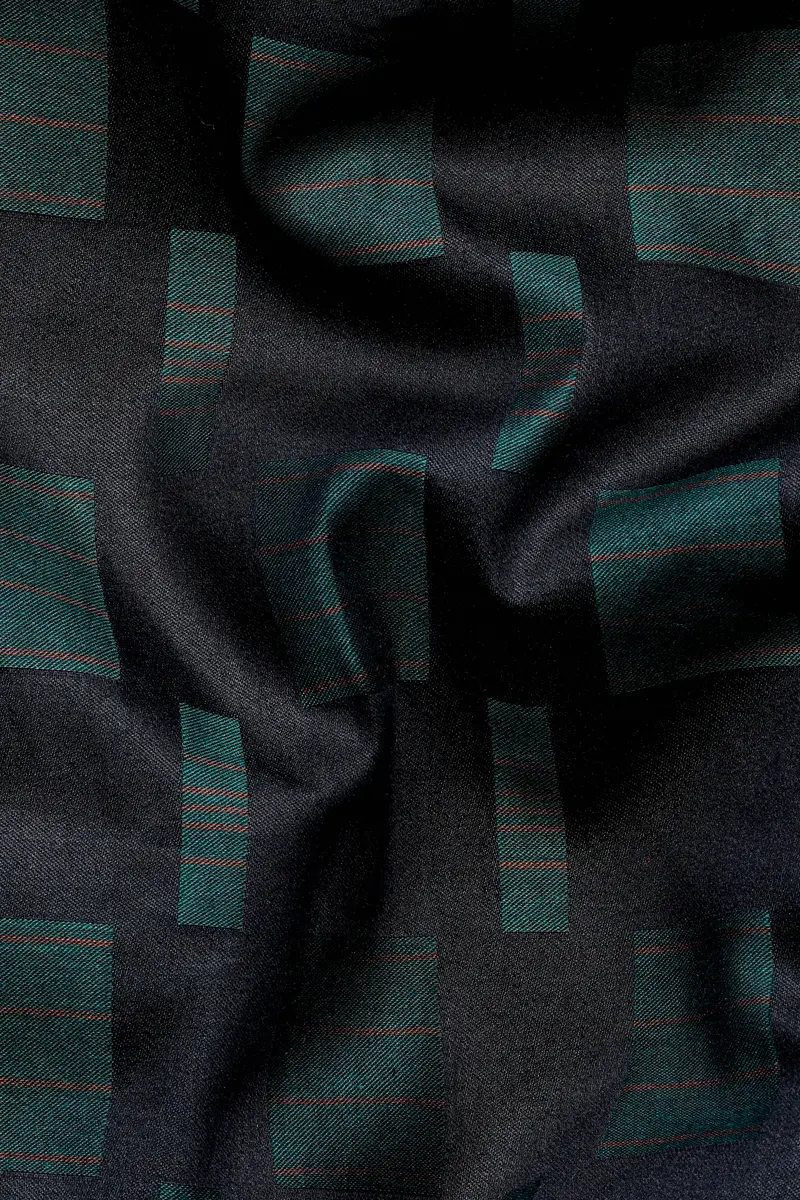 Jade Black And Gable Green Jacquard Textured Premium Giza Cotton Shirt 2