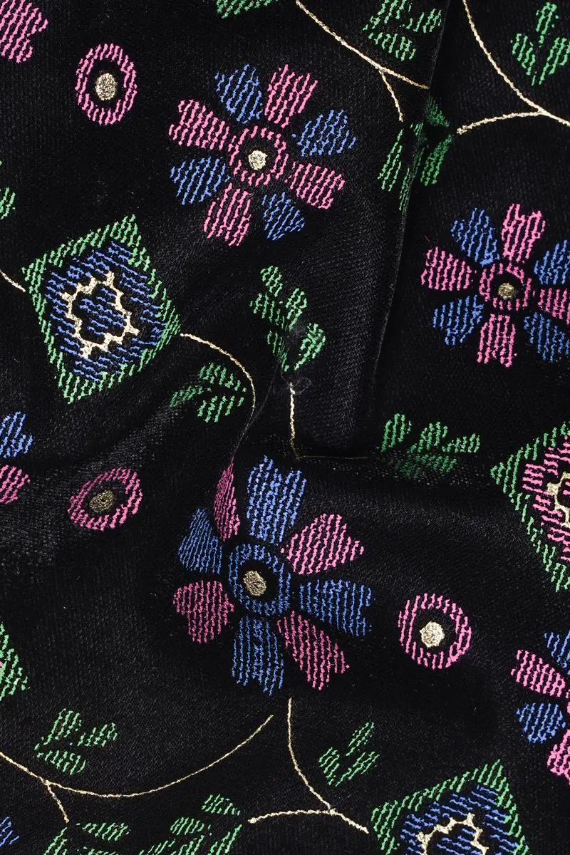 Jade Black And Glade Green Multicolour Floral Jacquard Weave Nehru Jacket 3