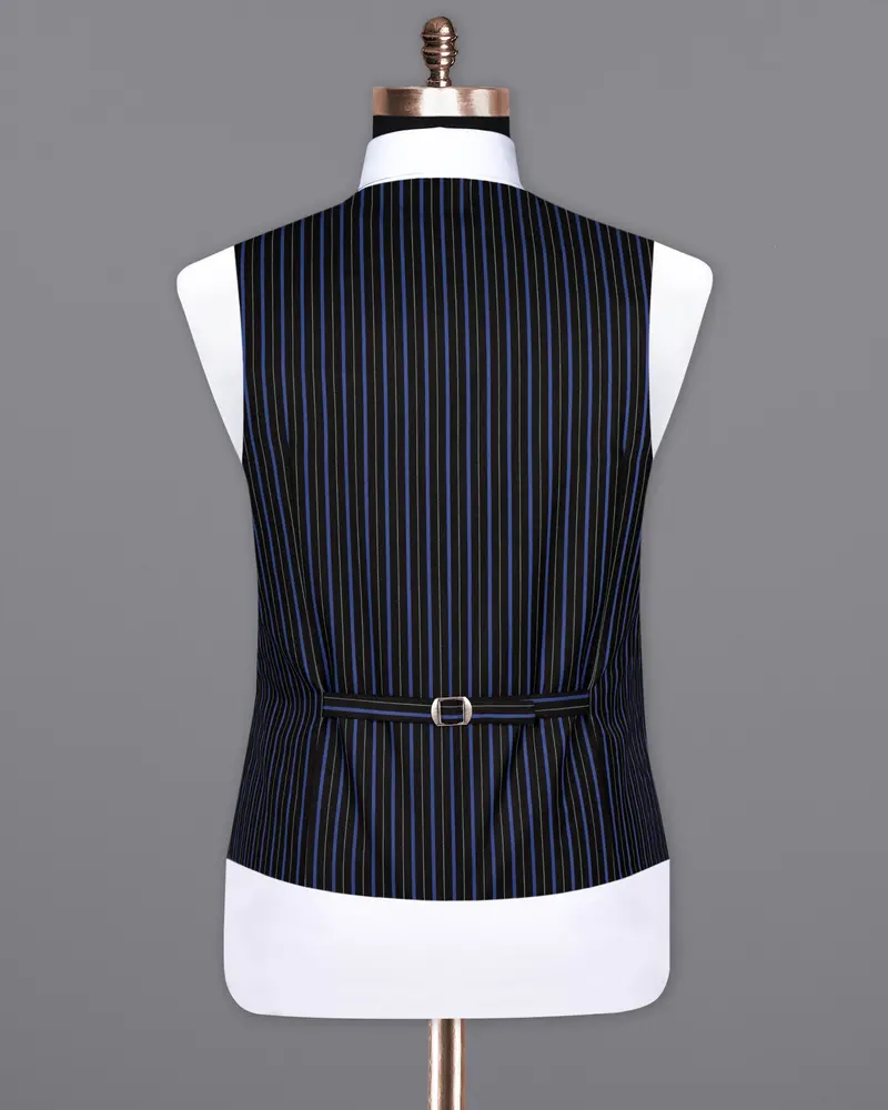Jade Black And Mariner Blue Striped Woolrich Waistcoat 6