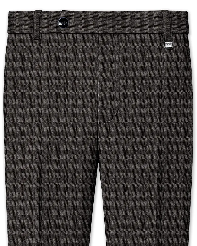 Jade Black And Storm Brown Checkered Wool Rich Pant 1