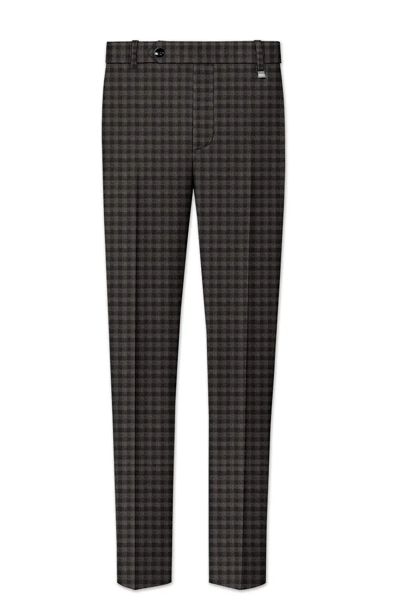 Jade Black And Storm Brown Checkered Wool Rich Pant 2