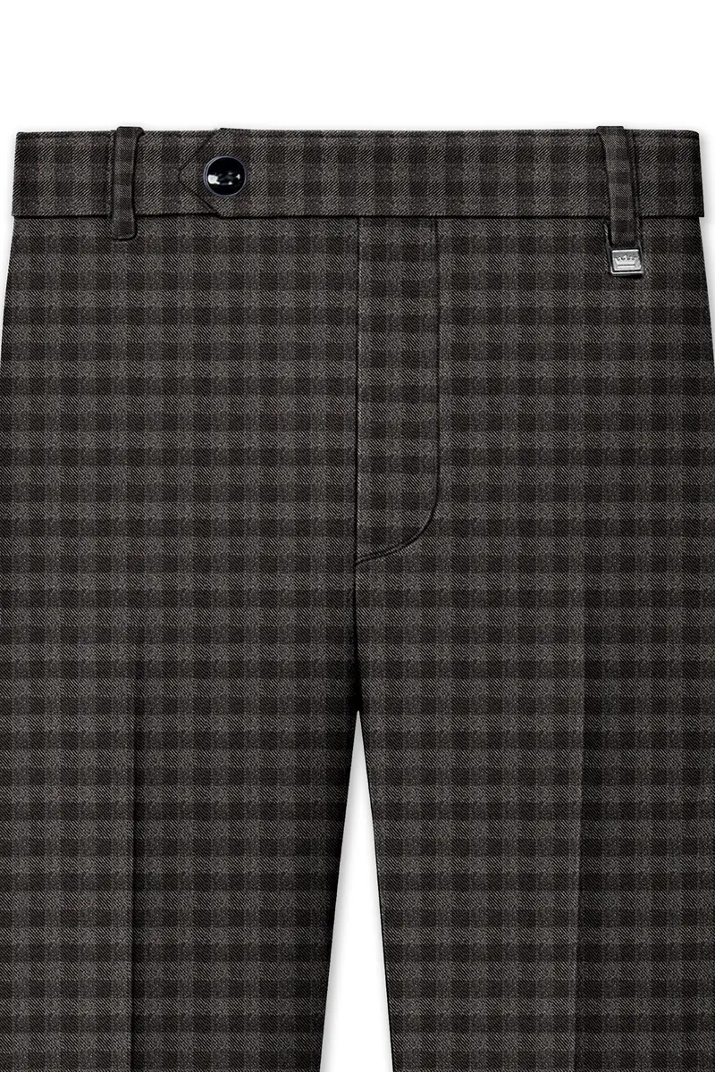 Jade Black And Storm Brown Checkered Wool Rich Pant 4