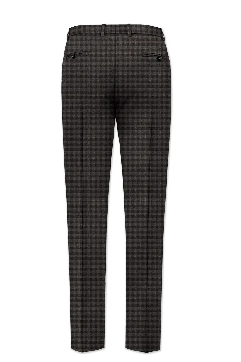 Jade Black And Storm Brown Checkered Wool Rich Pant 5