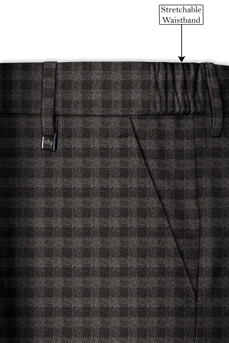 Jade Black And Storm Brown Checkered Wool Rich Pant 6