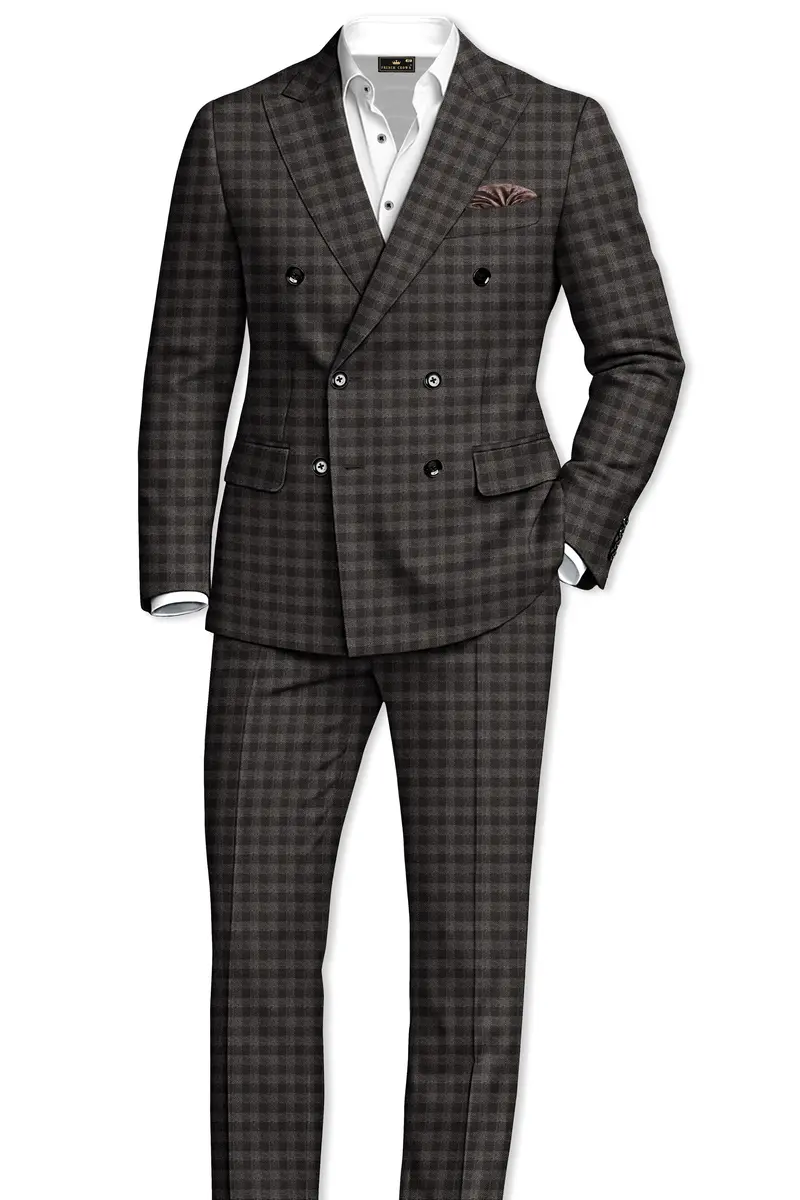 Jade Black And Storm Brown Checkered Wool Rich Pant 7