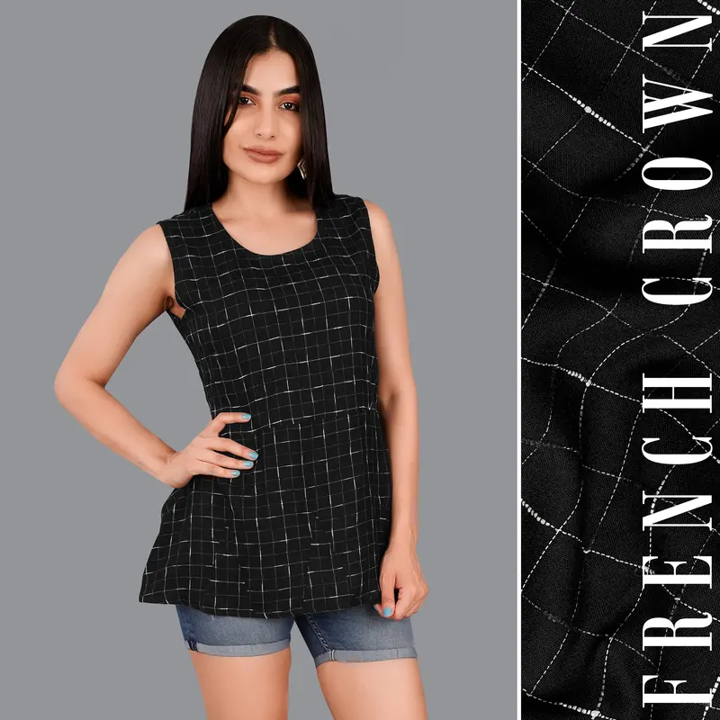 Jade Black And White Checkered Premium Cotton Top 1