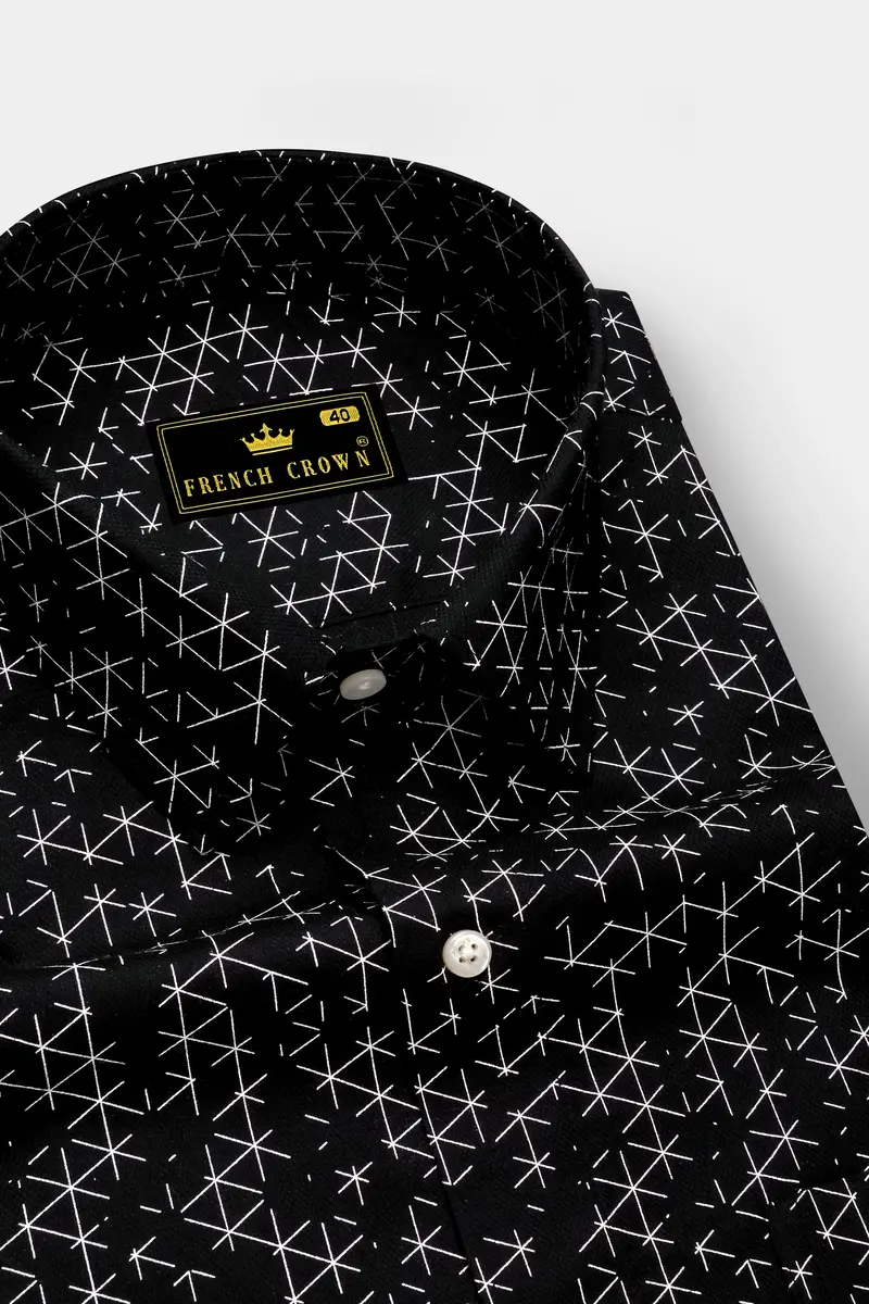 Jade Black And White Dobby Textured Premium Giza Cotton Shirt 2