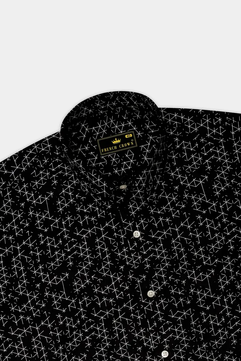 Jade Black And White Dobby Textured Premium Giza Cotton Shirt 5
