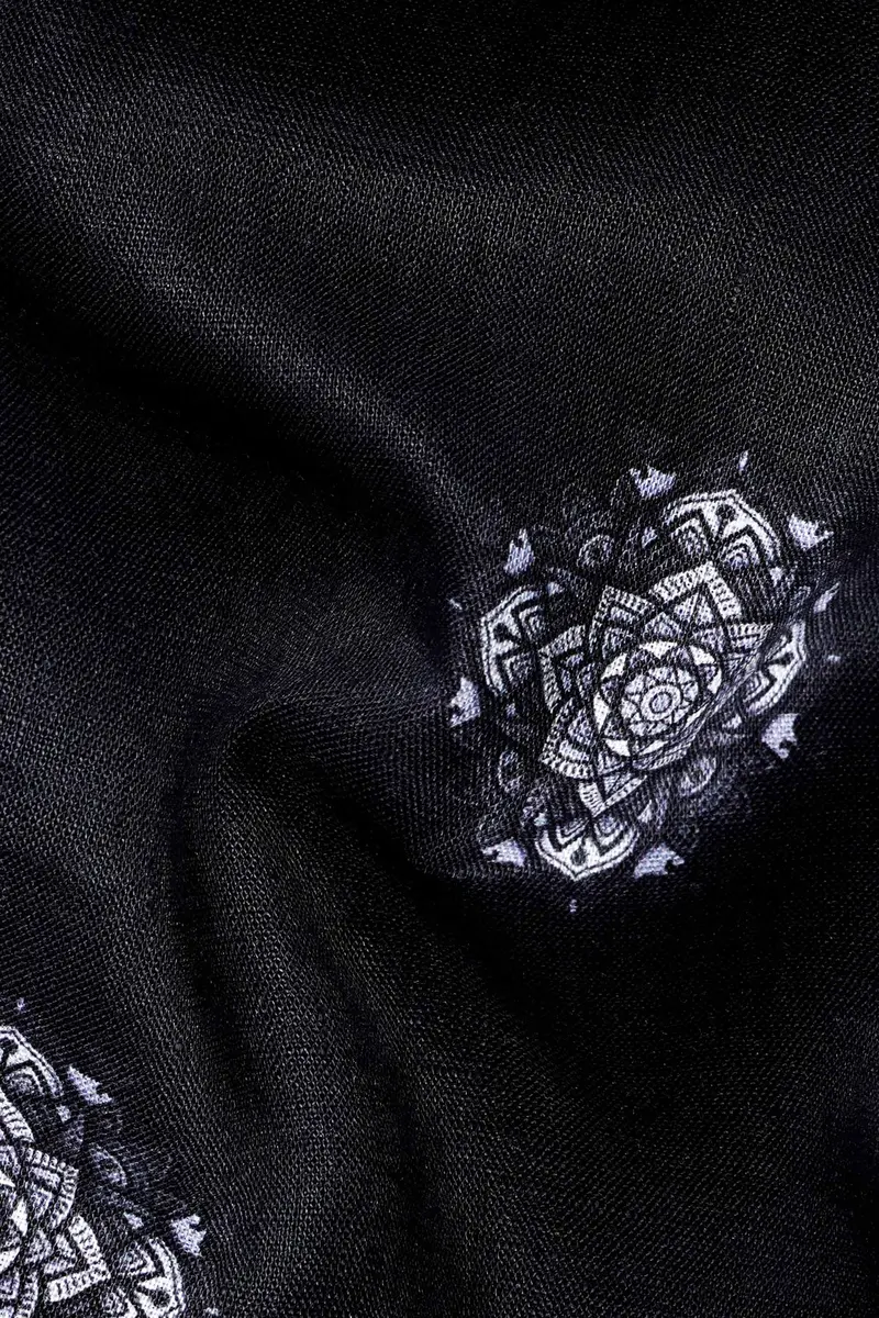 Jade Black And White Floral Printed Luxurious Linen Kurta Shirt 3