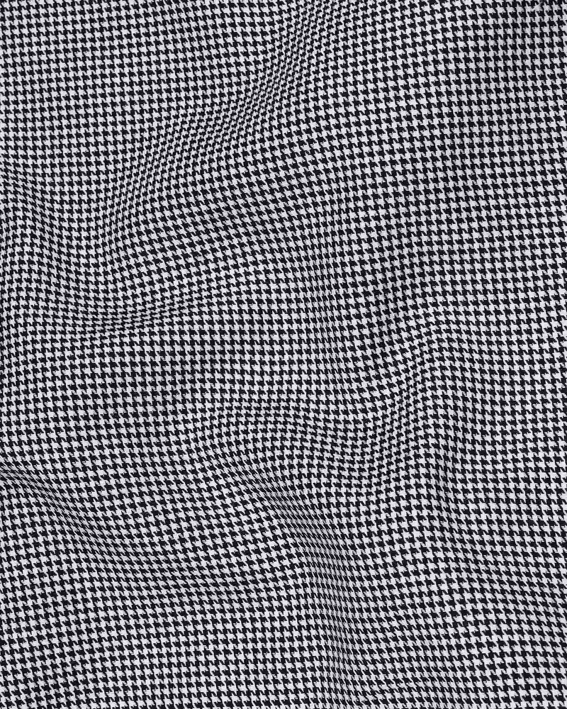 Jade Black And White Houndstooth Textured Premium Giza Cotton Shirt 2