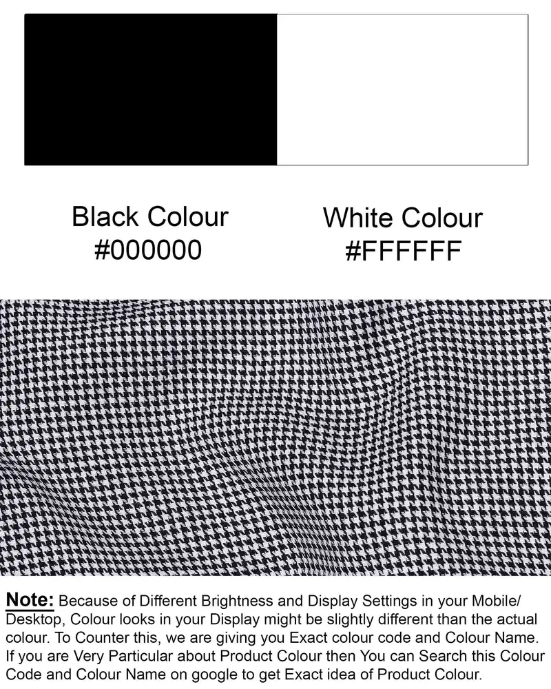 Jade Black And White Houndstooth Textured Premium Giza Cotton Shirt 8