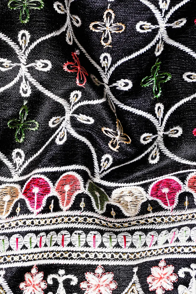 Jade Black And White Multicolour Ogee Pattern Embroidered Nehru Jacket 3