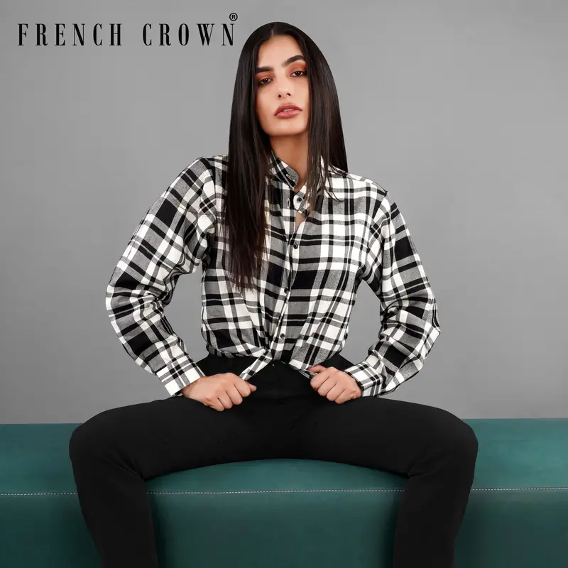 Jade Black And White Plaid Premium Cotton Shirt 1