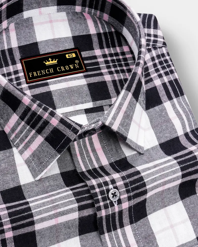 Jade Black And White Plaid Twill Premium Cotton Shirt 1