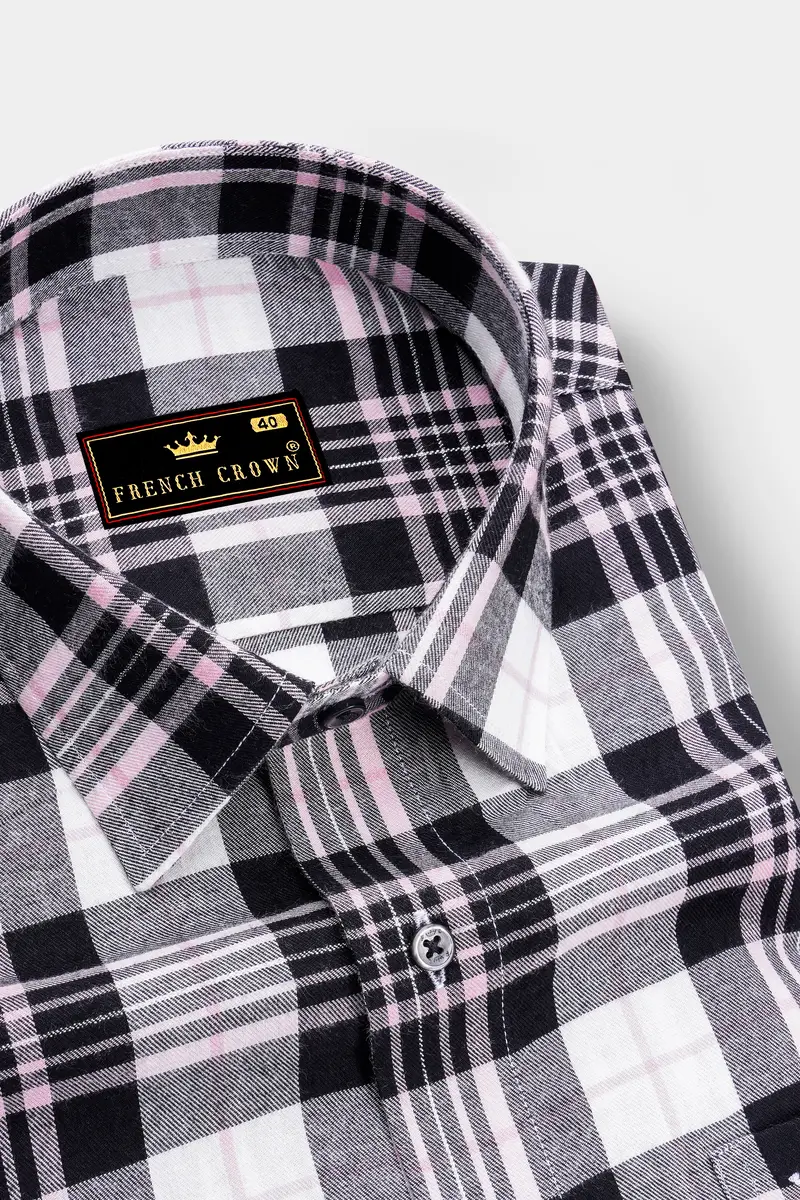 Jade Black And White Plaid Twill Premium Cotton Shirt 2