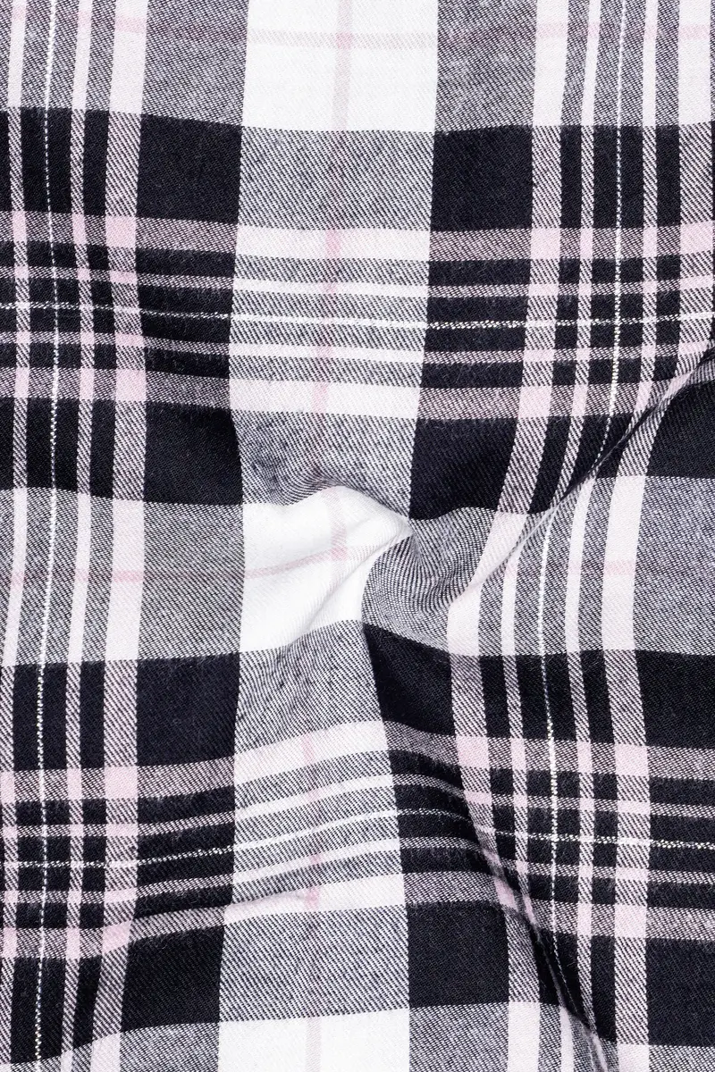 Jade Black And White Plaid Twill Premium Cotton Shirt 3