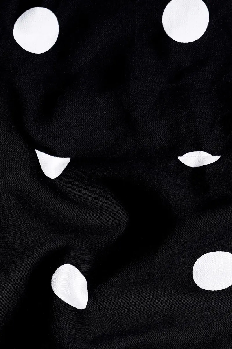 Jade Black And White Polka Dots Premium Cotton Crop Shirt 3
