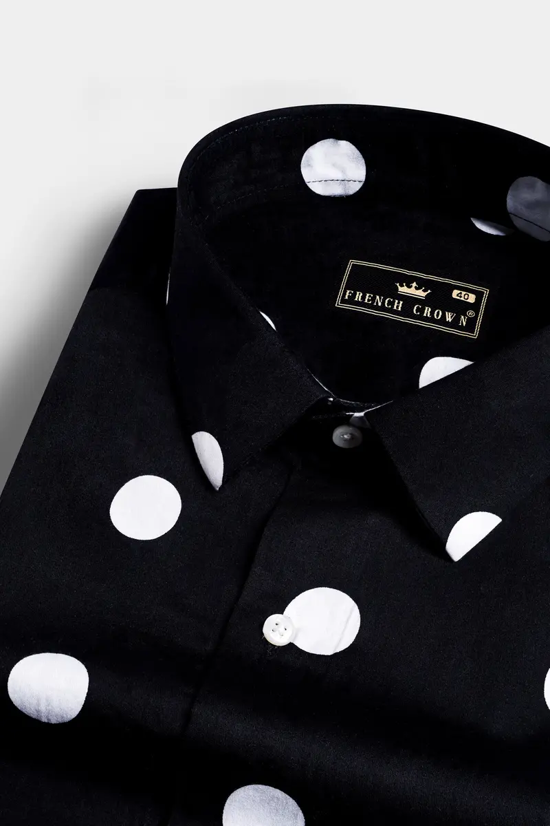 Jade Black And White Polka Dots Premium Cotton Shirt 1