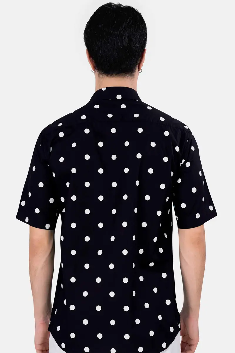 Jade Black And White Polka Dots Premium Cotton Shirt 8