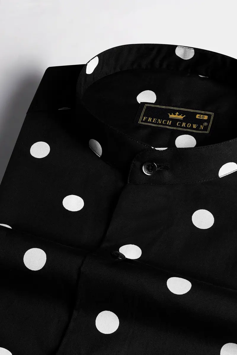 Jade Black And White Polka Dots Printed Premium Cotton Shirt 1