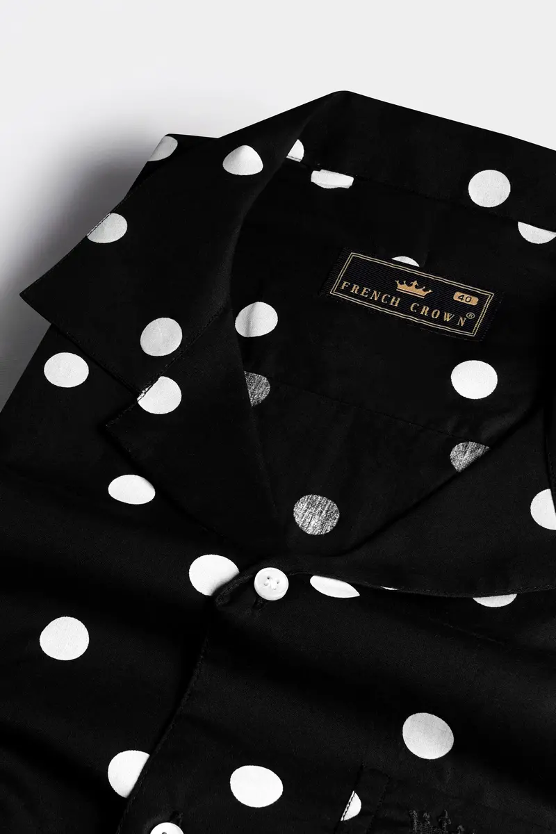 Jade Black And White Polka Dots Printed Premium Cotton Shirt 4
