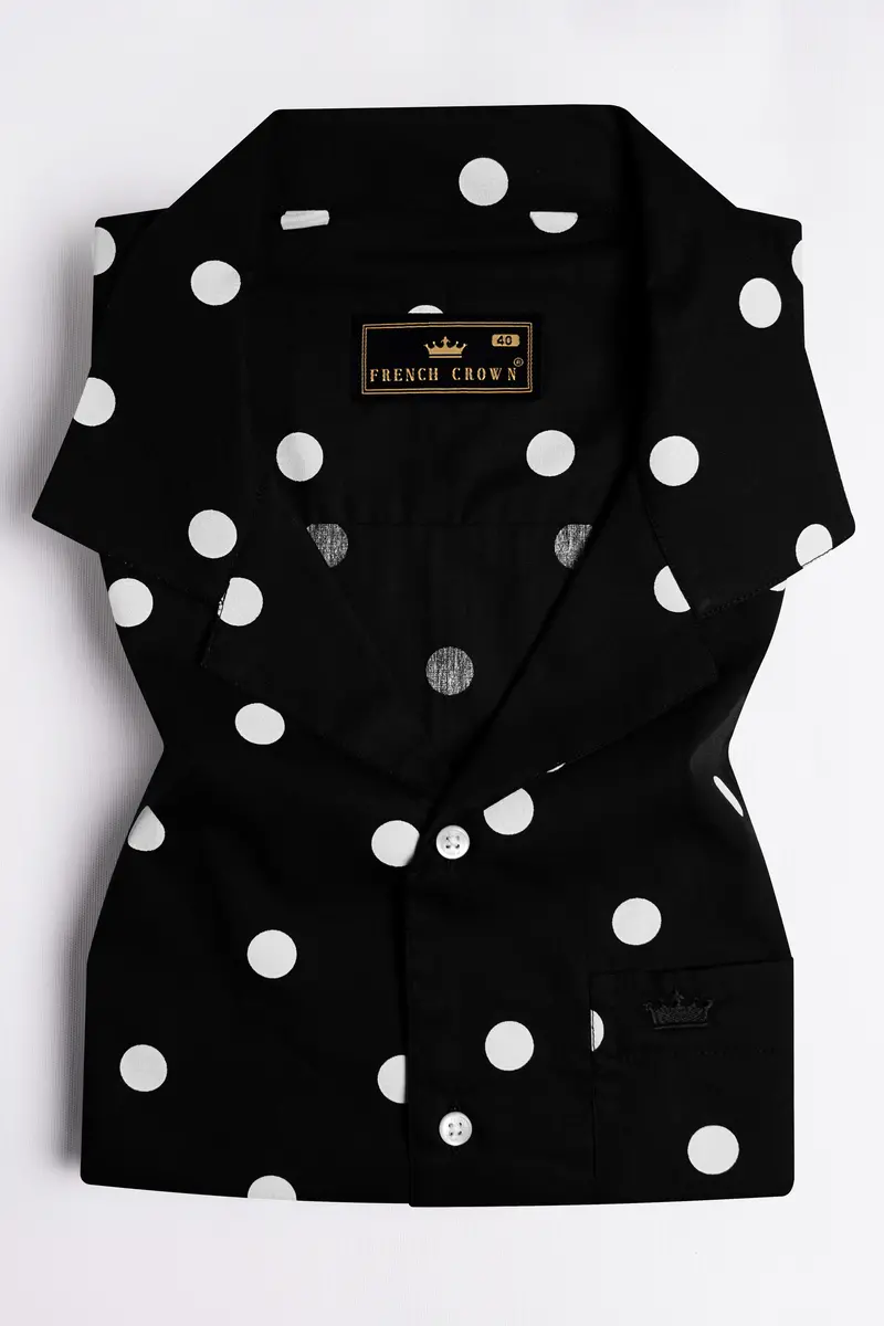 Jade Black And White Polka Dots Printed Premium Cotton Shirt 5