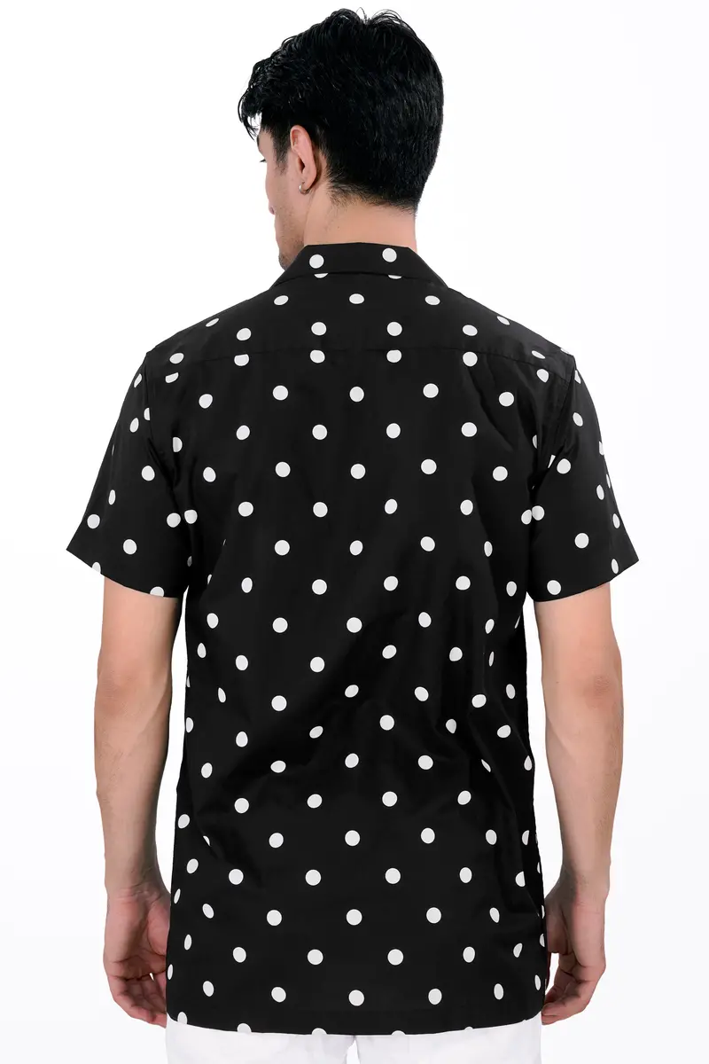 Jade Black And White Polka Dots Printed Premium Cotton Shirt 8