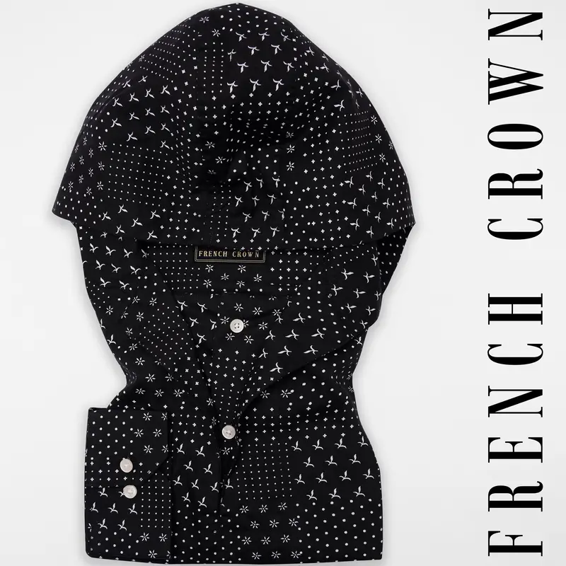 Jade Black And White Printed Premium Cotton Designer Shirt 1