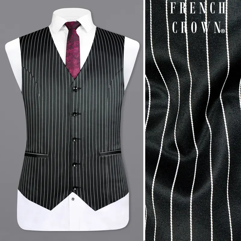 Jade Black And White Striped Waistcoat 1