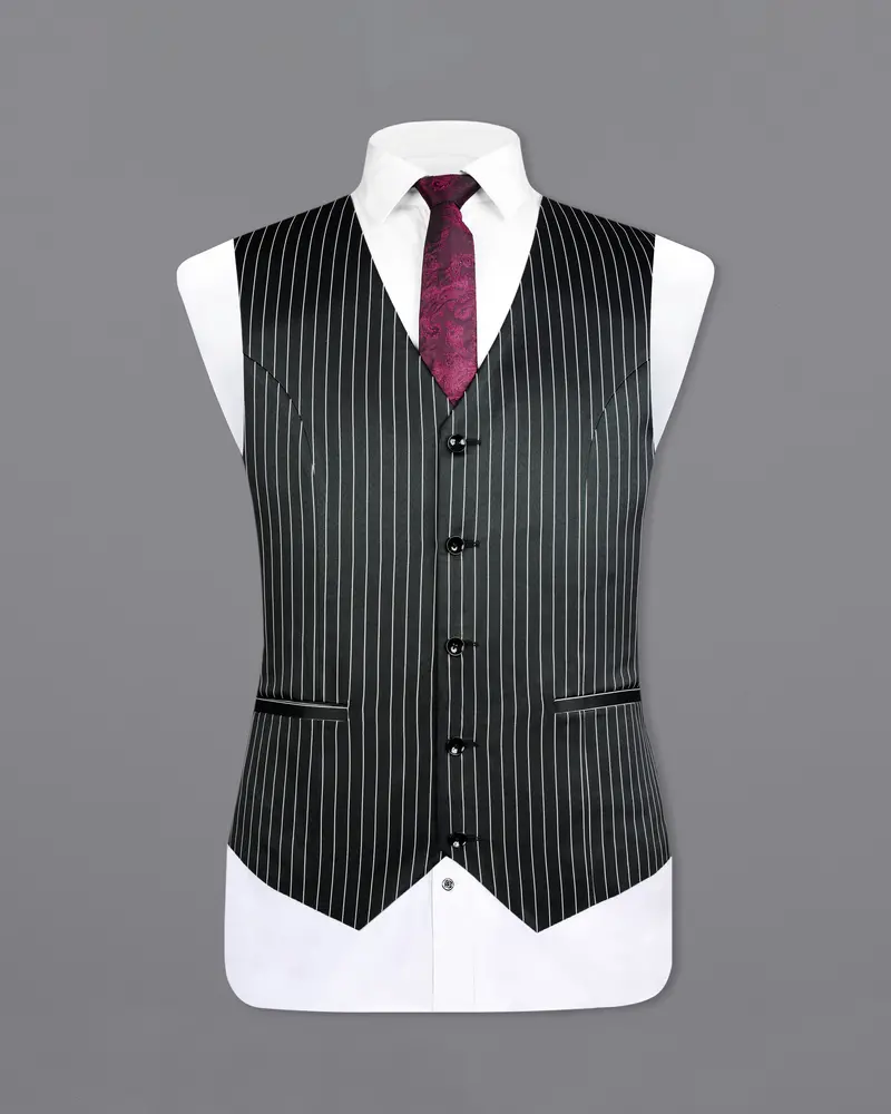 Jade Black And White Striped Waistcoat 2