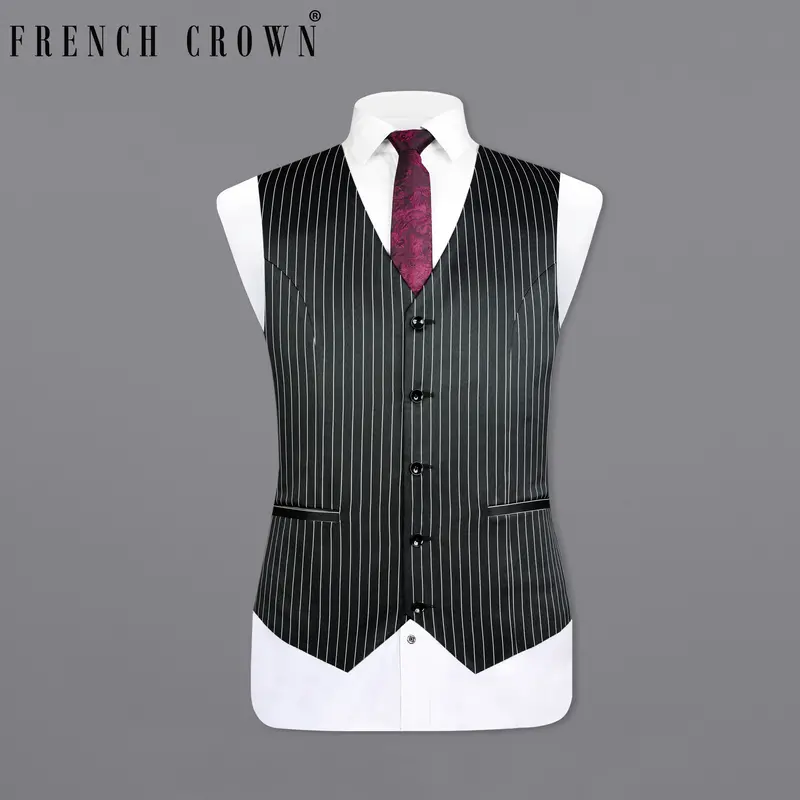 Jade Black And White Striped Waistcoat 7