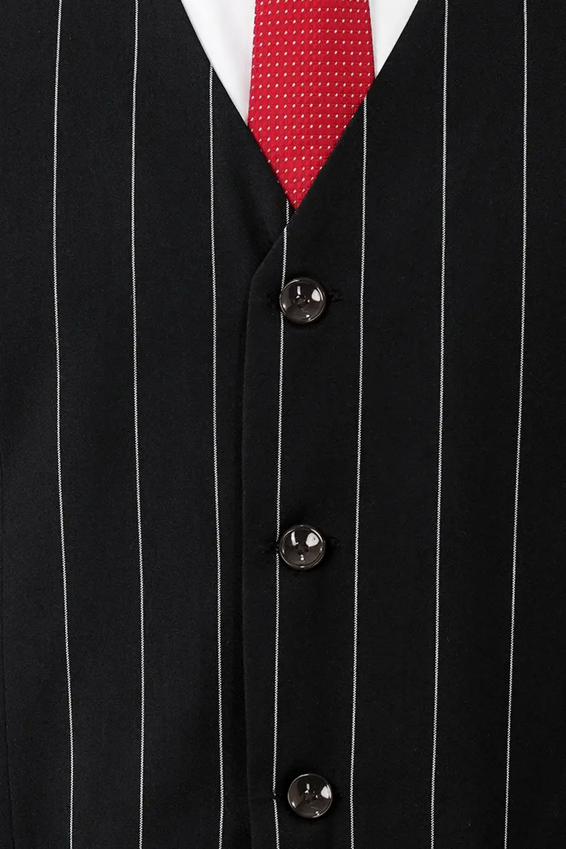 Jade Black And White Striped Wool Rich Waistcoat 4