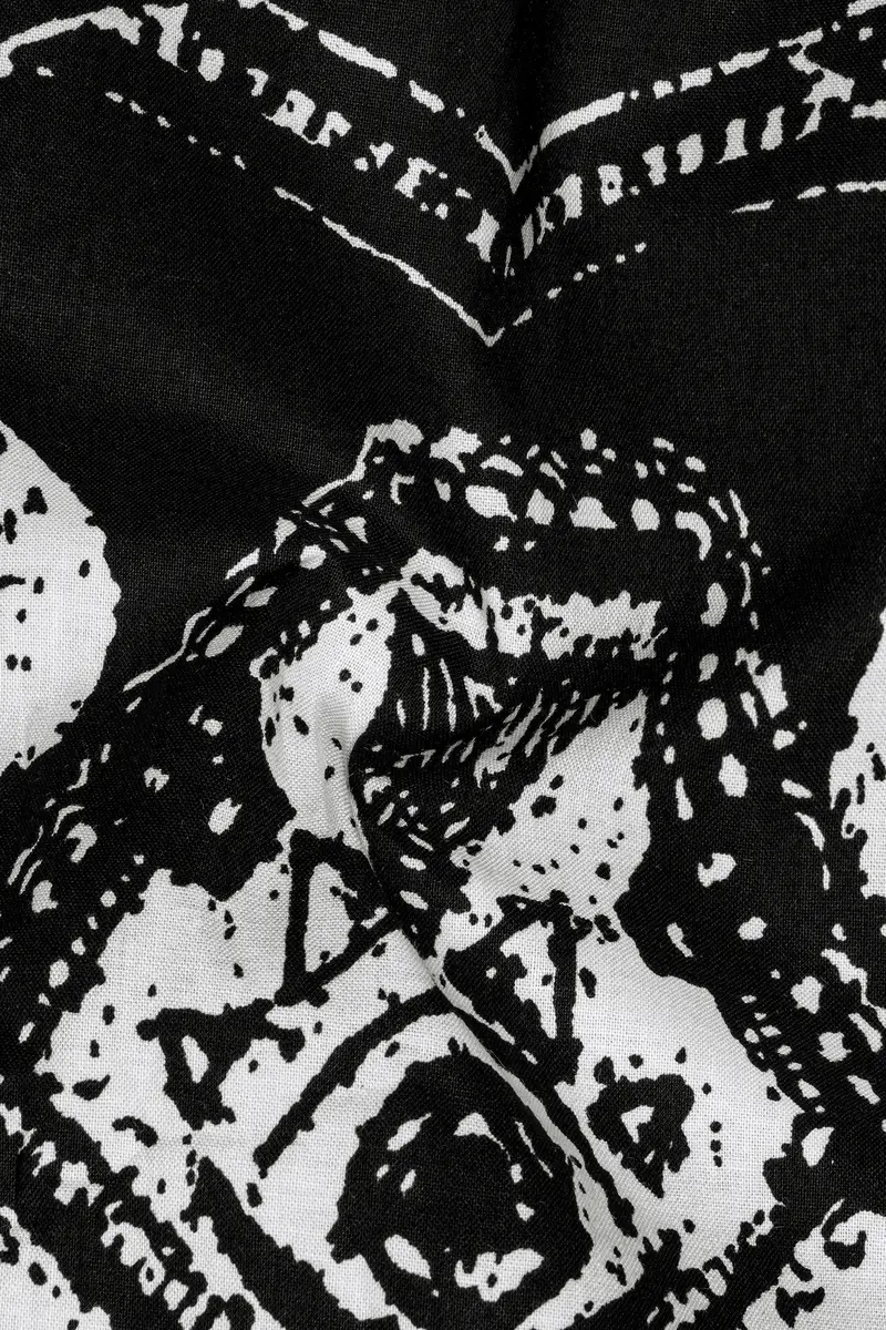 Jade Black And White Tribal Printed Premium Cotton Shirt 3