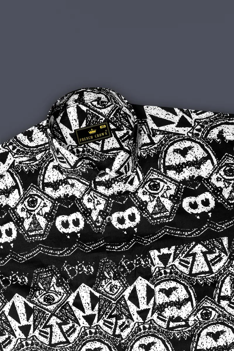 Jade Black And White Tribal Printed Premium Cotton Shirt 5