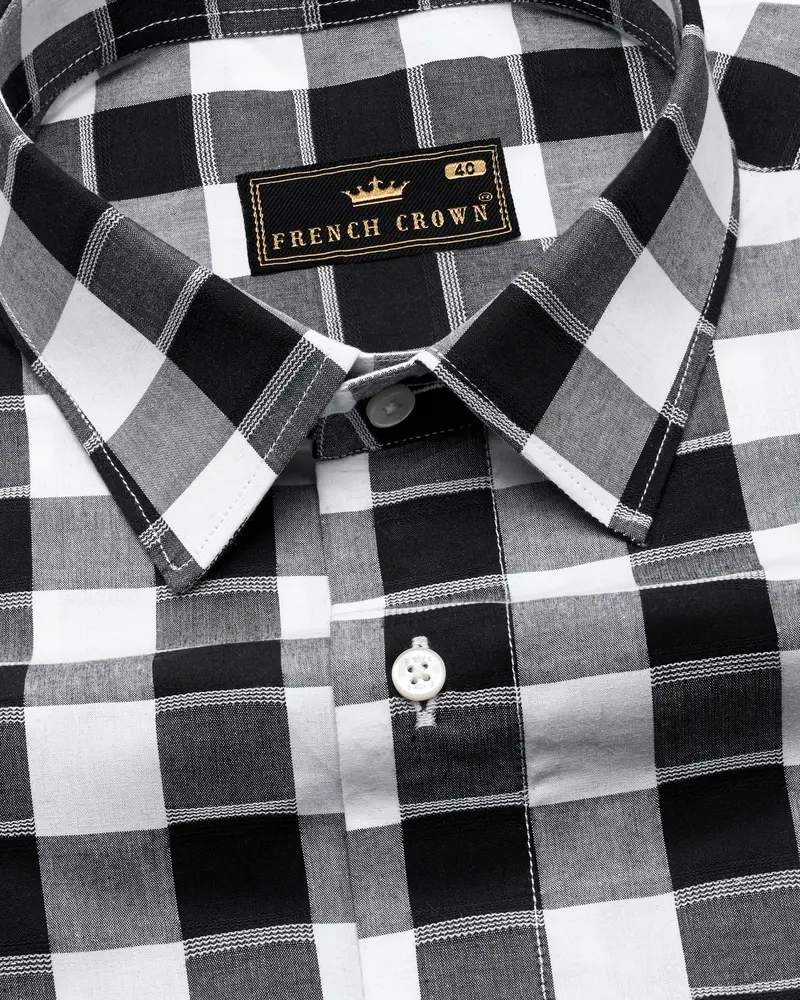 Jade Black And White Twill Checkered Premium Cotton Shirt 1