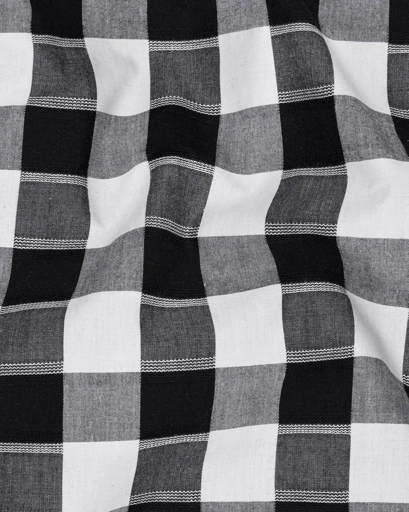 Jade Black And White Twill Checkered Premium Cotton Shirt 2