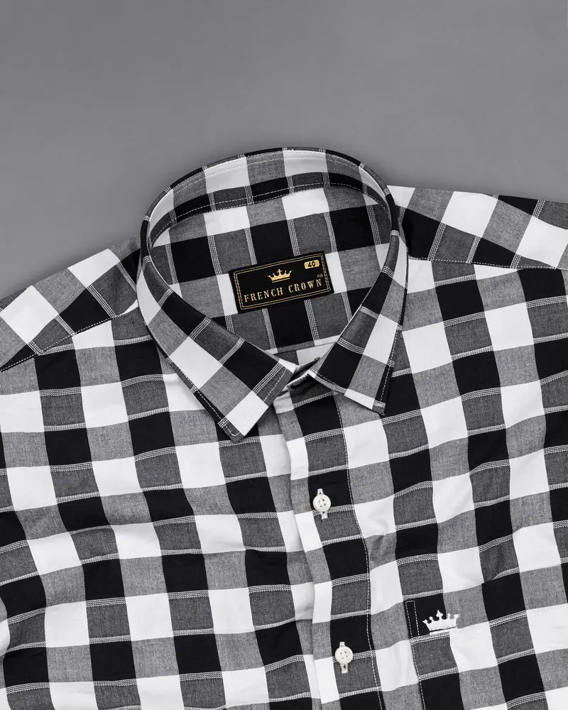 Jade Black And White Twill Checkered Premium Cotton Shirt 4