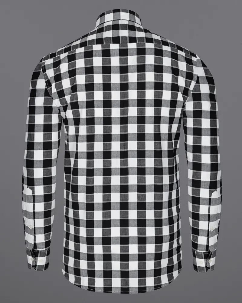 Jade Black And White Twill Checkered Premium Cotton Shirt 6