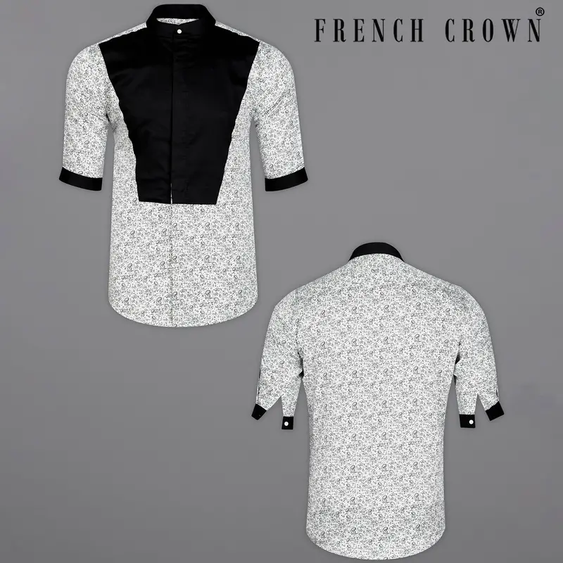 Jade Black And White With Paisley Printed Super Soft Premium Cotton Designer Shirt 1