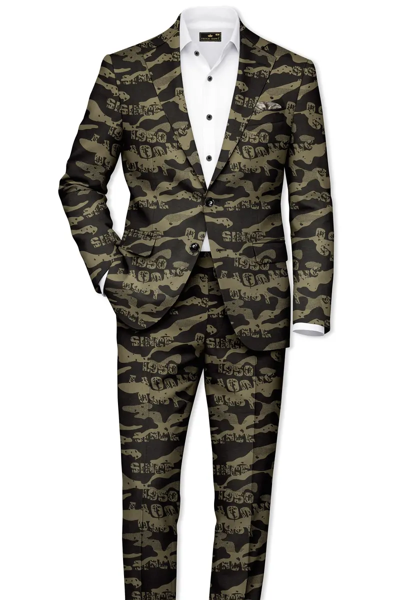 Jade Black And Woodland Green Camouflage Printed Cotton Stretchable Waistband Pant 7